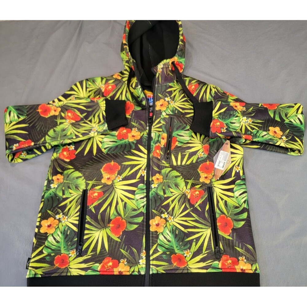 Empyre Surplus Co The Riot Tropical Tech Fleece Hoodie Jacket Small Floral Zip